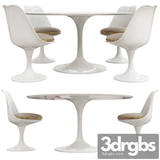Saarinen Tulip Table Chairs 3D Model Download Saarinen Tulip Table Chairs 3D Model Download
