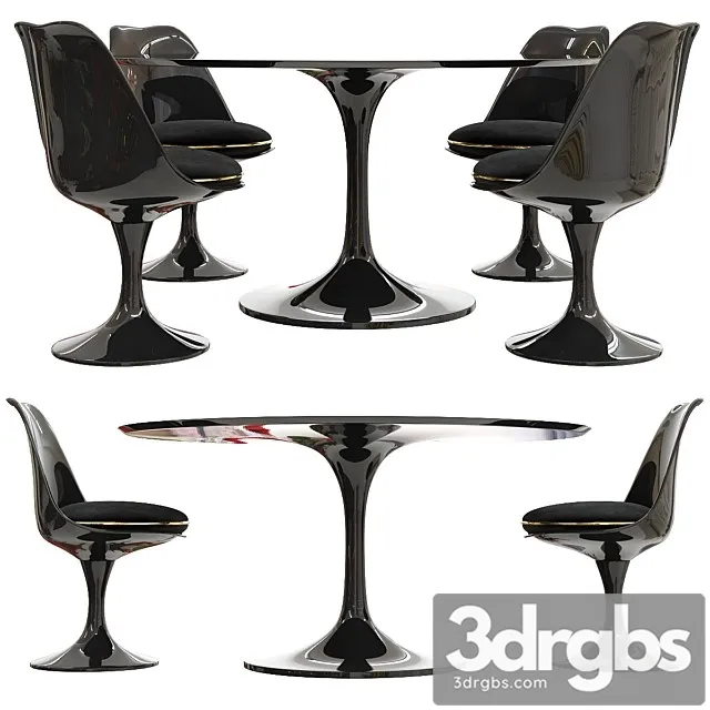 Saarinen Tulip table Chairs 3D Model Download