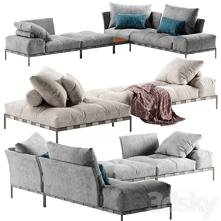 Saba Italia Pixel Light sofa set 4 3D Model