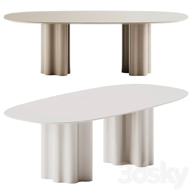 Saba Italia Teatro Magico Oval Table Separate bases 3D Model