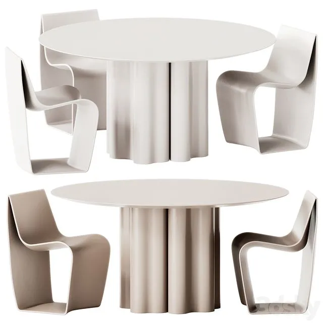 Saba Italia Teatro Magico Round Dining Table and MDF Italia Sign Matt Chair 3D Model Saba Italia Teatro Magico Round Dining Table and MDF Italia Sign Matt Chair 3D Model