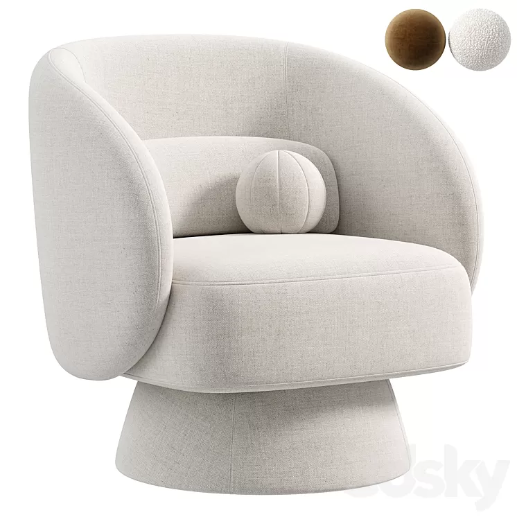 Saboor Upholstered Swivel Barrel Chair 3D Model Free Download