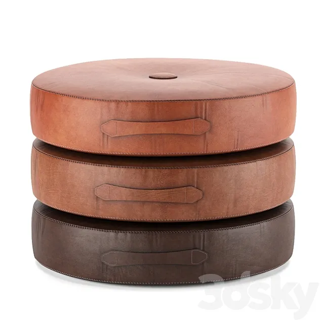 Saddle Color Leather Drum Stacking Cushion 3DModel Saddle Color Leather Drum Stacking Cushion 3DModel