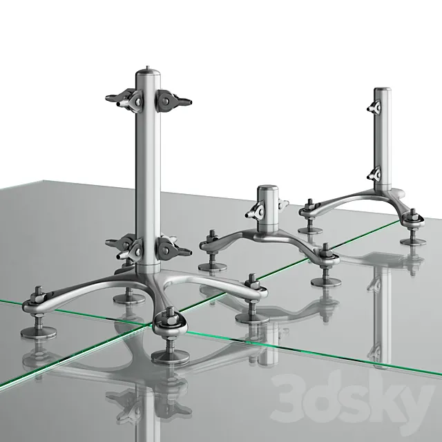 SADEV spider system for glass panels 3D Model