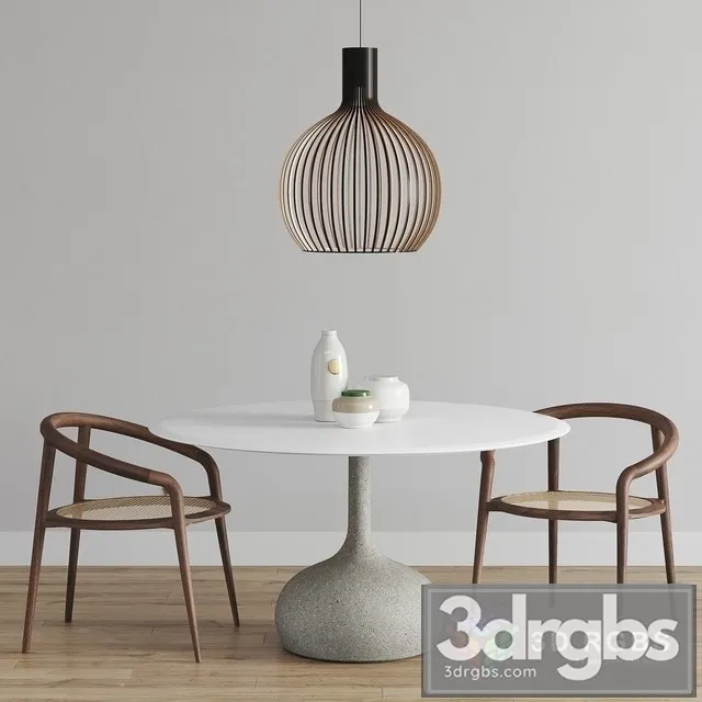 Saen Round Table Set 3D Model Download