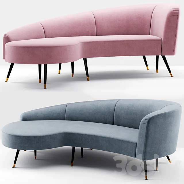 Safavieh Couture Evangeline Velvet Parisian Sofa 3D Model