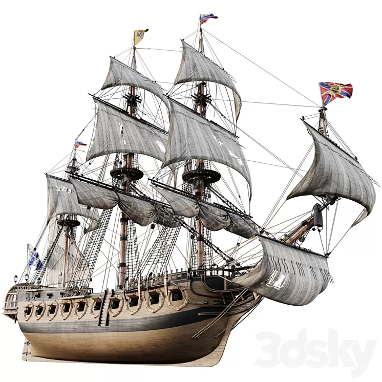 Sailing frigate Oliphant 1705 3D Model Free Download