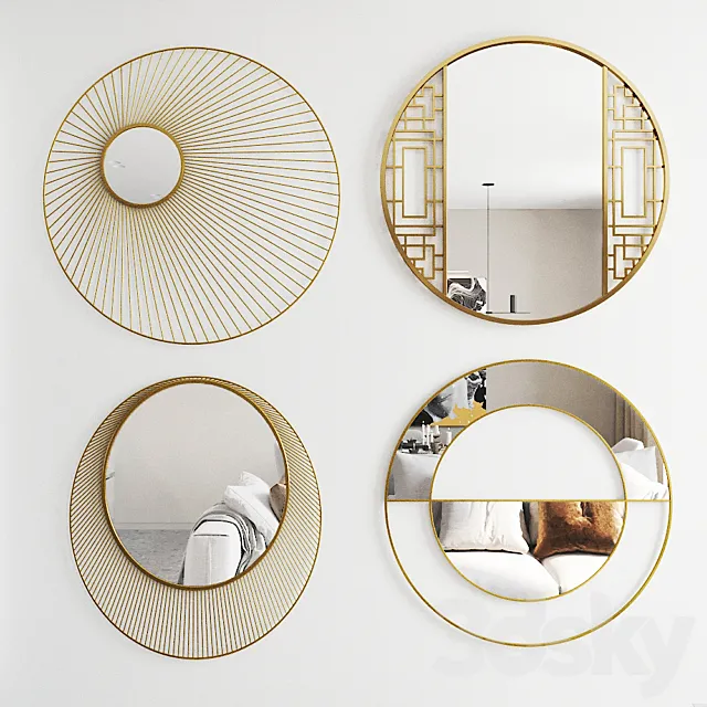 Sakurata Sakura Shan Aurora Mirrors Set 3D Model