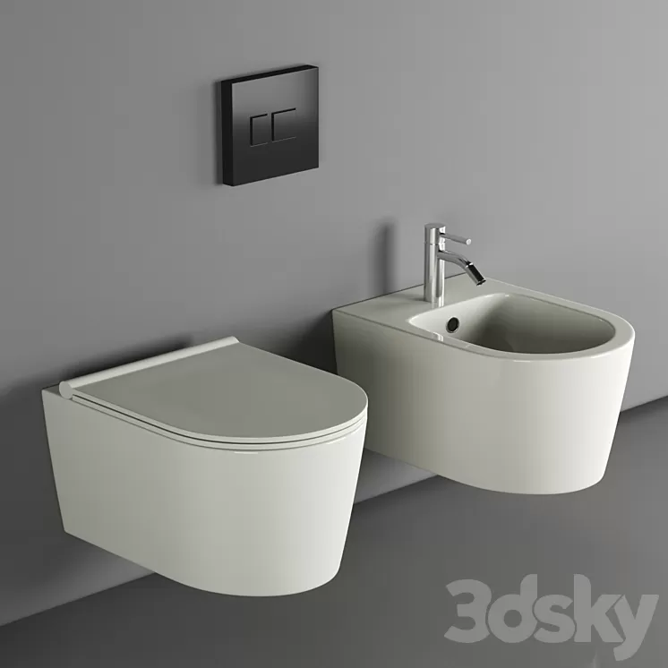 Salenzi Wandcloset Civita 50x35x36.5 Cm Keramiek Rimless Mat Grijs 3D Model