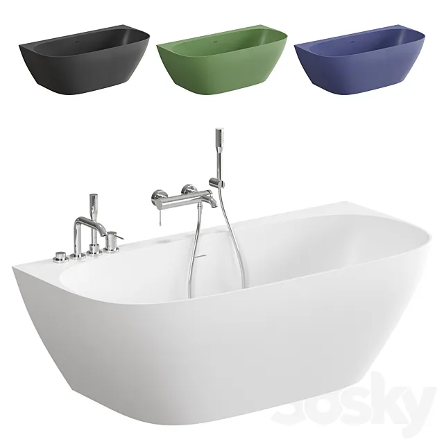 Salini Sofia Wall artificial stone bathtub 170×80 3D Model