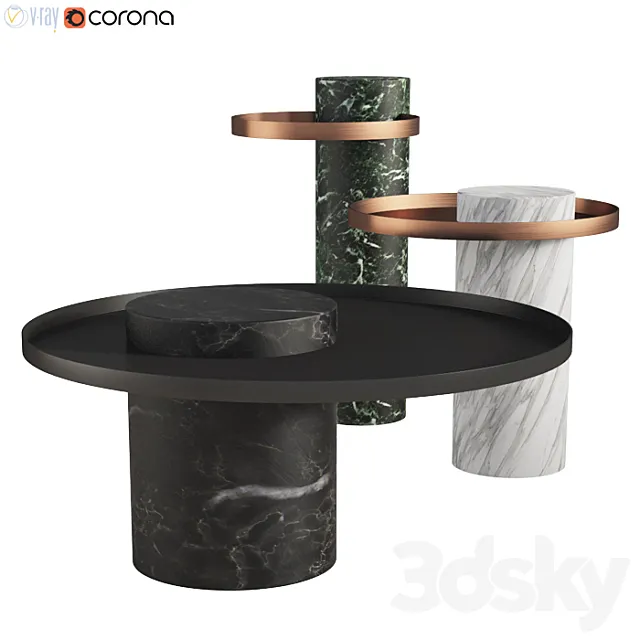 Salute Side Table & Coffee Table Collection 3DModel Salute Side Table & Coffee Table Collection 3DModel
