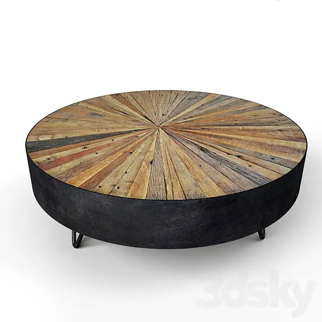 Salvaged Round Pinwheel Coffee Table 3D Model