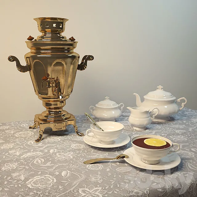 Samovar And Service 3dmodel - 3dsky Decor Helper