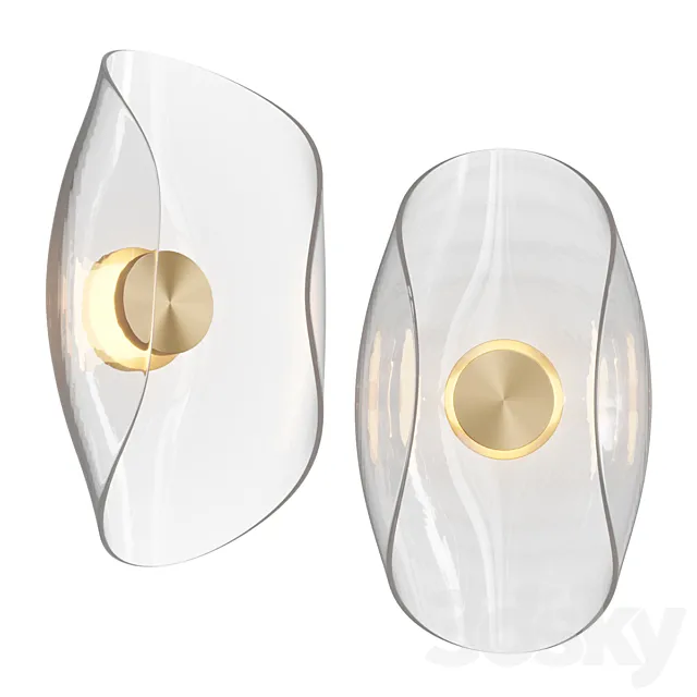 SAMPLE PAIR Liquid Swirl Glass & Brass Contemporary Wall Light Sconce 3D Model SAMPLE PAIR Liquid Swirl Glass & Brass Contemporary Wall Light Sconce 3D Model