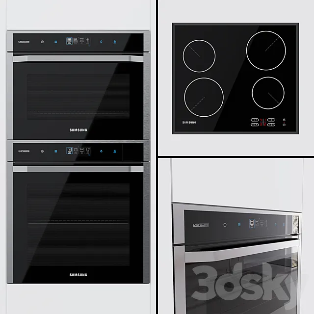Samsung Chef Collection – oven NV73J9770RS. compact oven NQ50J9530BS and hob C61R1AAMST 3DModel