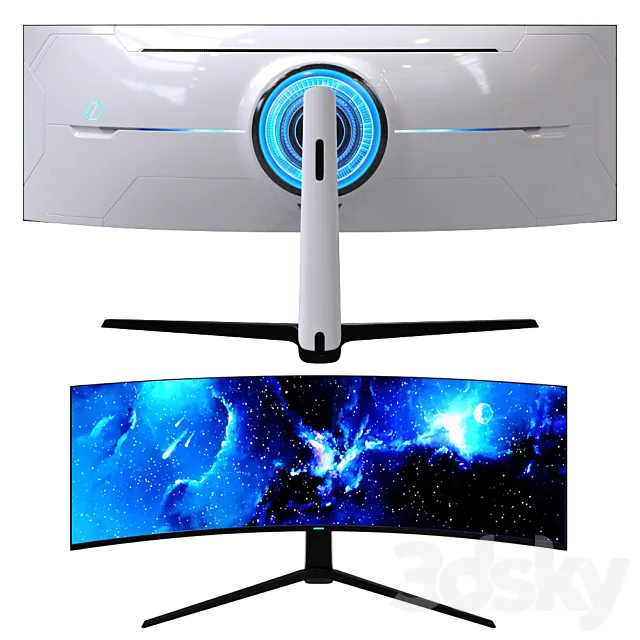samsung odyssey G9 curved gaming display monitor wide screen 3D Model