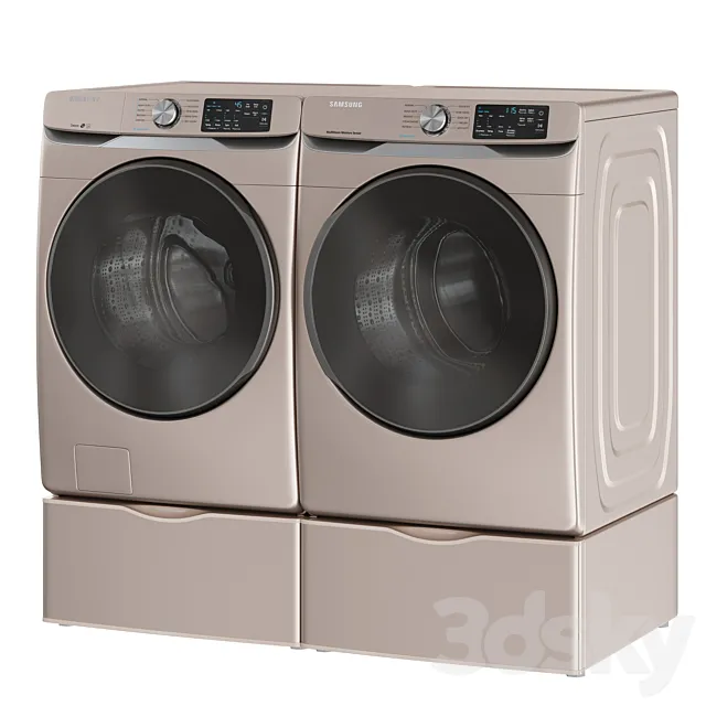 Samsung Washer Dryer WF45R6100AC Laundry Room 3D Model