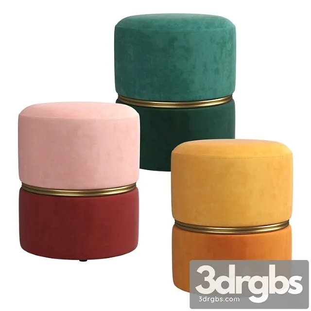 Samt Hocker Bubbly 3D Model Download