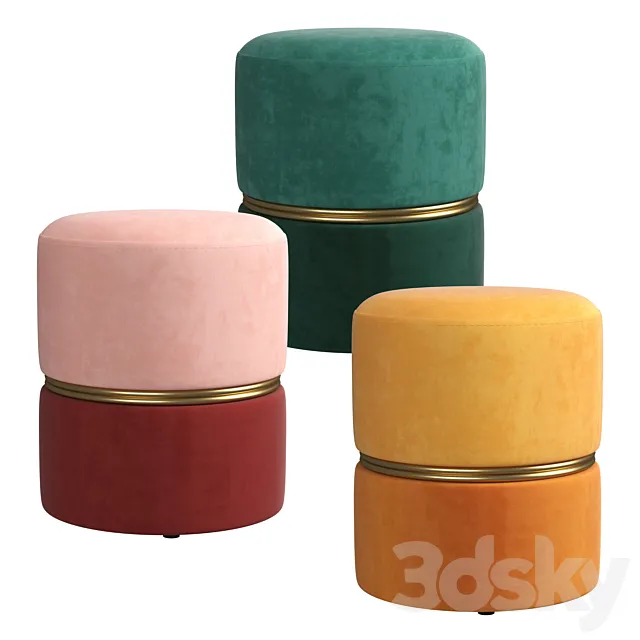 Samt-hocker bubbly 3D Model Samt-hocker bubbly 3D Model