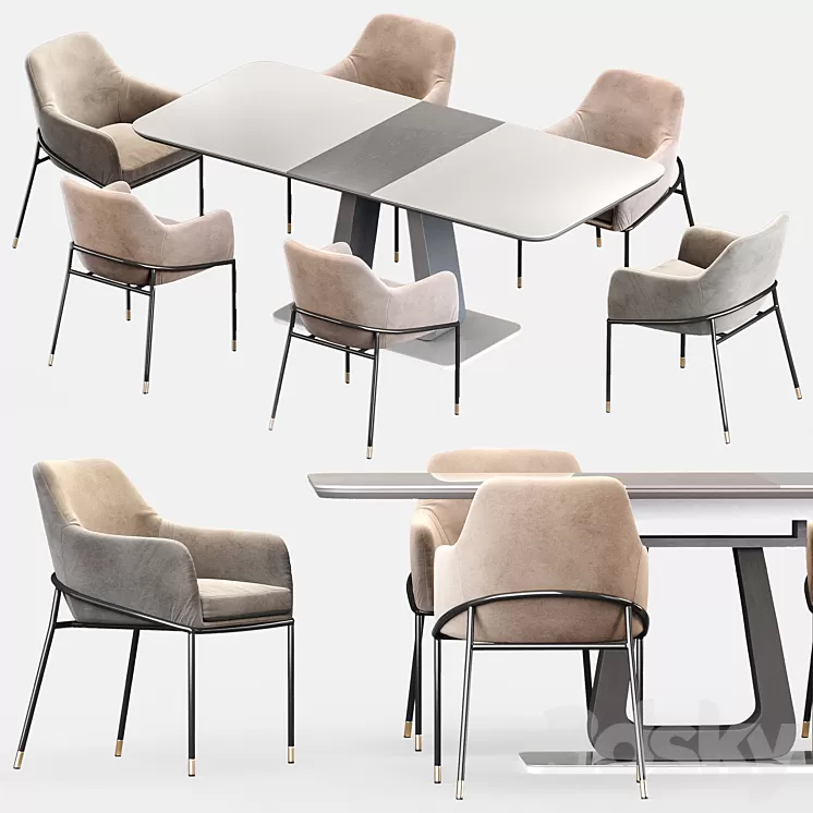 Sandra chair & Rosanna table / Rasonna & Sandra dining group 3D Model