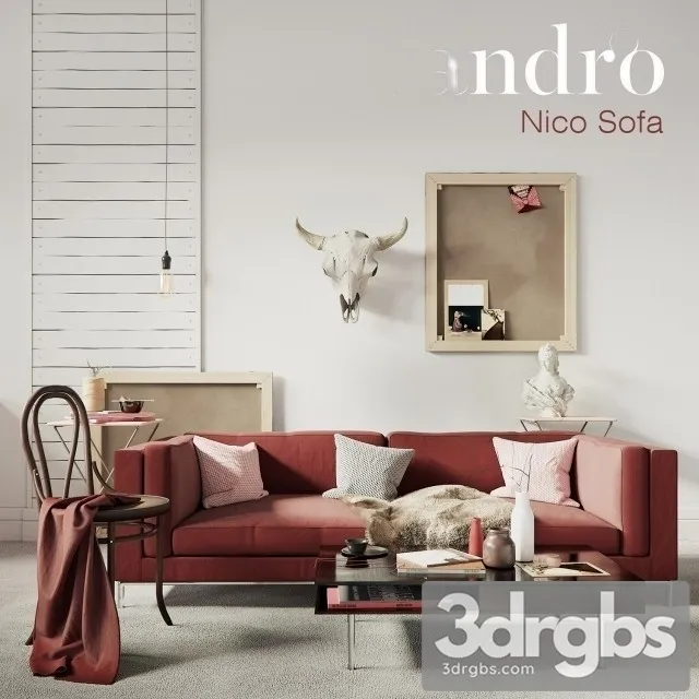 Sandro Nico Sofa Claret Set 3D Model Download