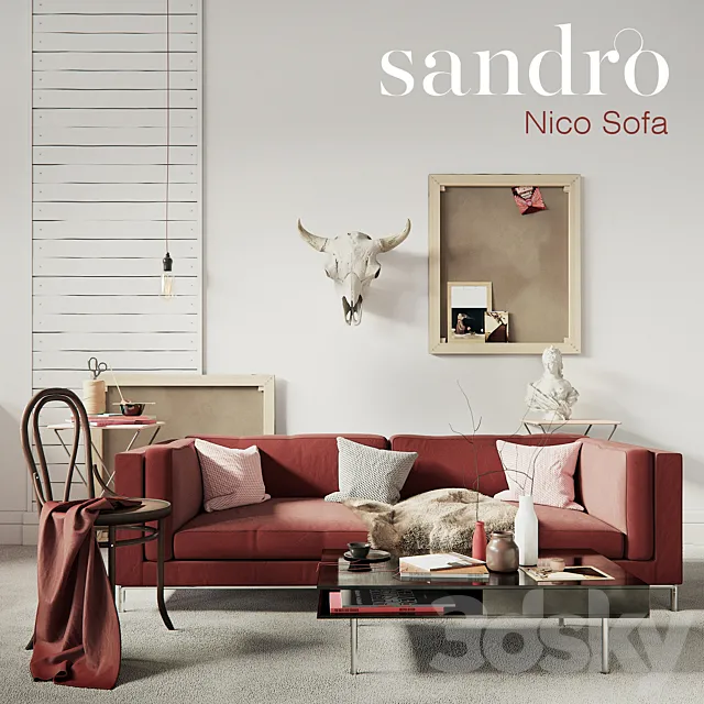 SANDRO Nico Sofa Claret set 3DModel SANDRO Nico Sofa Claret set 3DModel