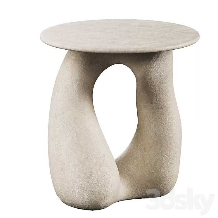 Sandstone Gabrielle Side Table Handsculped by Hermine Bourdin 3D Model