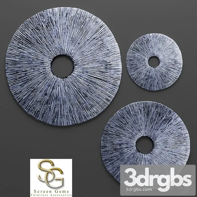 Sandstone Ribbed Wall Art Set Painting Sculpture 3D Model Download