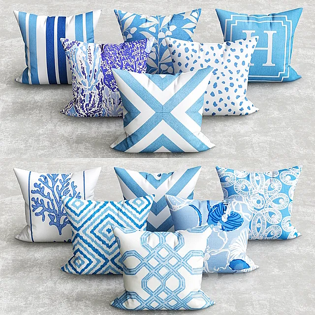 SANIBEL COLLECTION BLUE CORAL PILLOW 3DModel SANIBEL COLLECTION BLUE CORAL PILLOW 3DModel