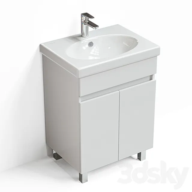 Sanita Luxe NEXT 60 washbasin with Sensea Line 60 cabinet 3D Model Sanita Luxe NEXT 60 washbasin with Sensea Line 60 cabinet 3D Model