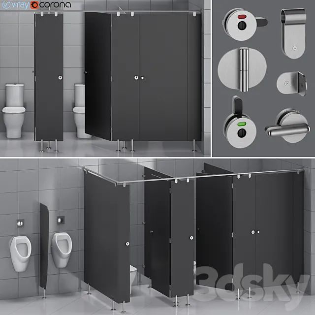 Sanitary partitions for public toilets FunderMax 1 (constructor) 3D Model