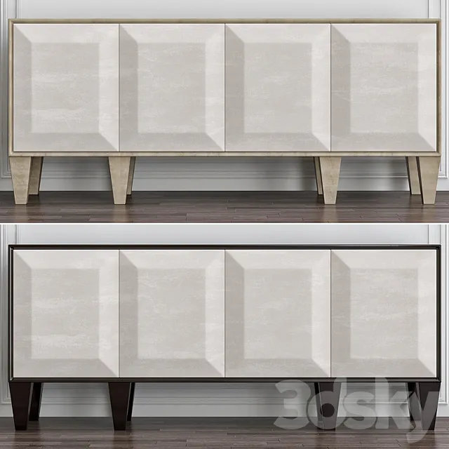 Santa Barbara Fabric Trimmed Entertainment Console 3D Model Santa Barbara Fabric Trimmed Entertainment Console 3D Model