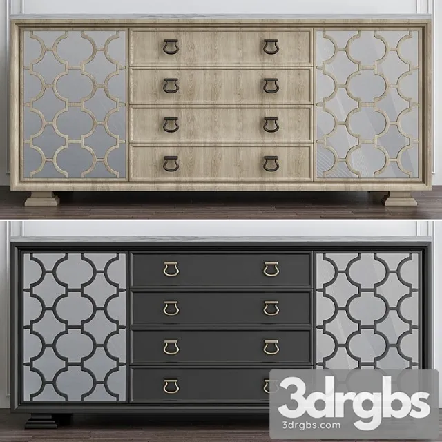 Santa barbara stone top dining console 2 3D Model Download