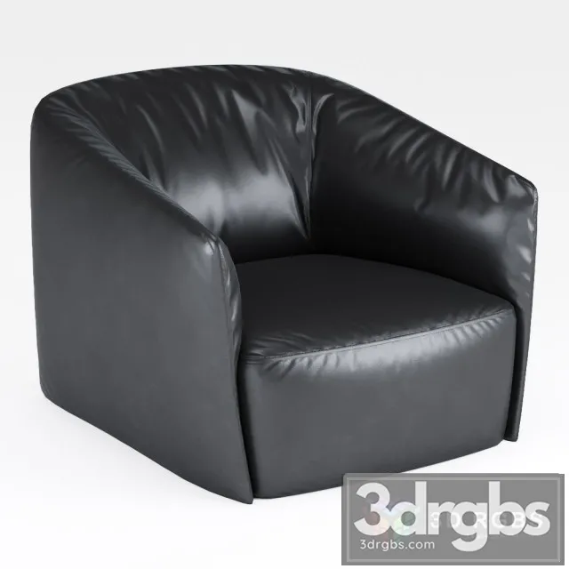 Santa Monica  Leather Black Armchair 3D Model Download