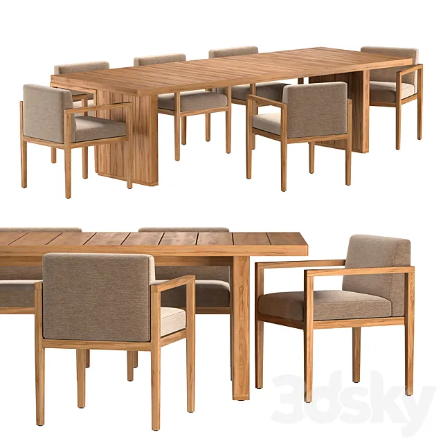SANTOS TEAK DINING GROUP 3D Model SANTOS TEAK DINING GROUP 3D Model