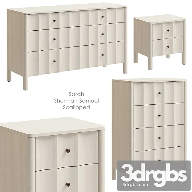 Sarah Sherman Samuel Scalloped Nightstand and Chest of Drawers West Elm 3D Model Download