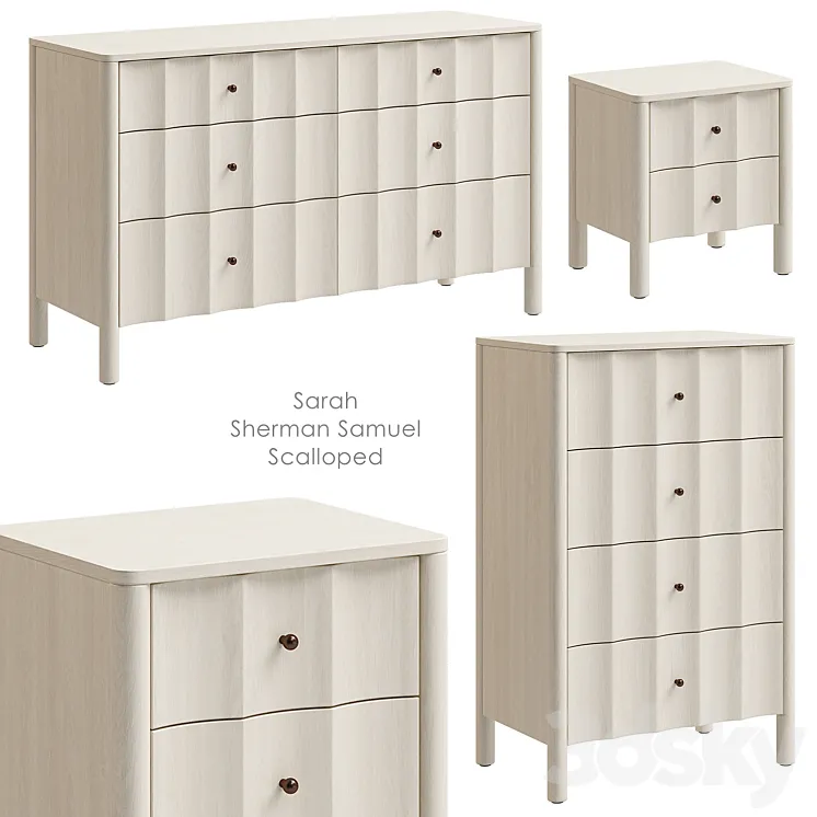 Sarah Sherman Samuel Scalloped Nightstand and chest of drawers West Elm 3D Model Free Download