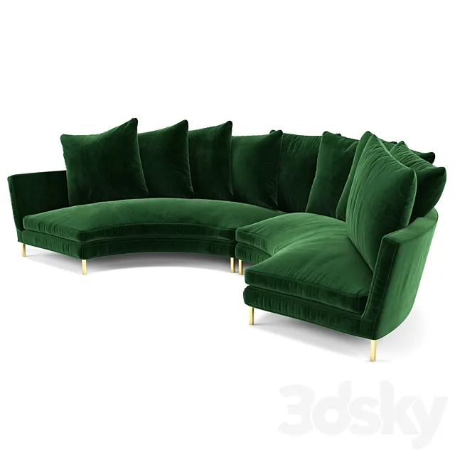 Sardinia Sectional in Emerald Velvet 3DModel Sardinia Sectional in Emerald Velvet 3DModel