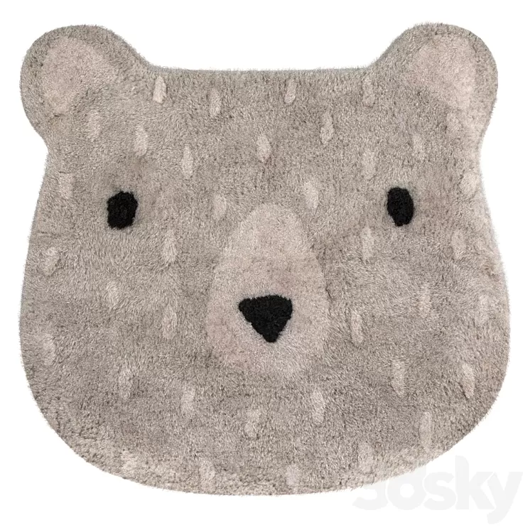 Sass & Belle Gray Bear Camp Rug 3D Model Sass & Belle Gray Bear Camp Rug 3D Model
