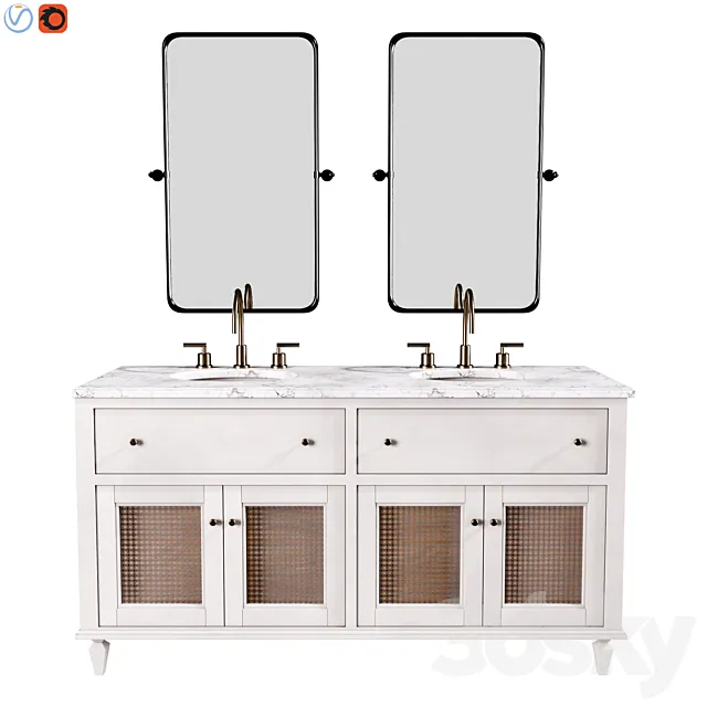 Sausalito 60 Double Sink Bath Vanity 3D Model Sausalito 60 Double Sink Bath Vanity 3D Model