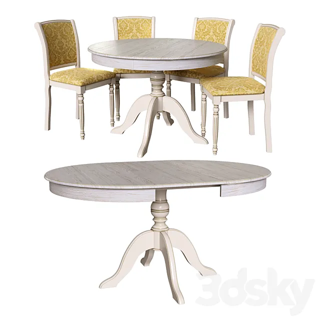 Savona table 3 and chairs Lodi 1_2 3D Model Savona table 3 and chairs Lodi 1_2 3D Model