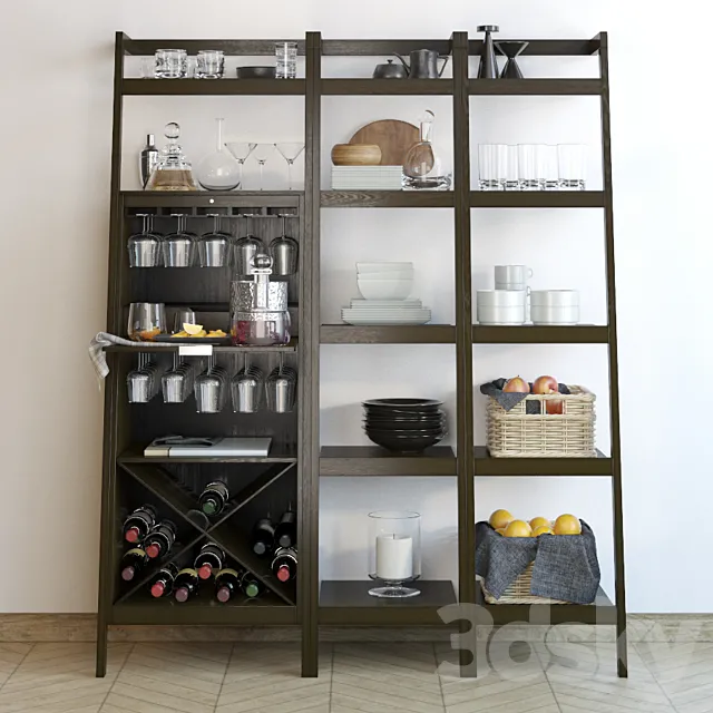 Sawyer Mocha Leaning Wine Bar 3DModel