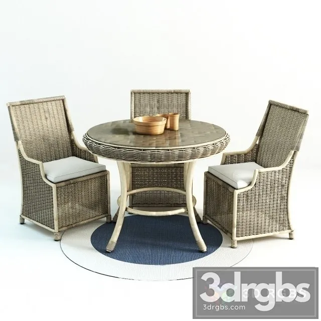 Saybrook All Weather Wicker Wingback Armchair 3D Model Download