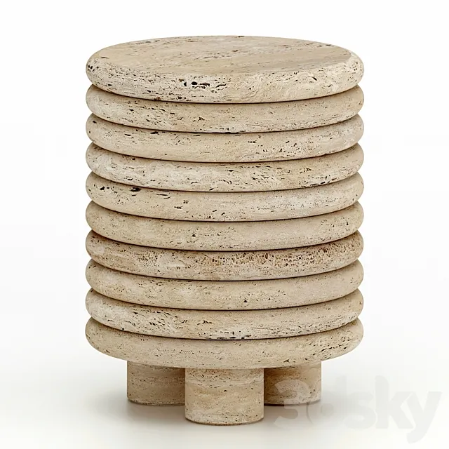 Scala Travertine Stool by Giobagnara 3D Model