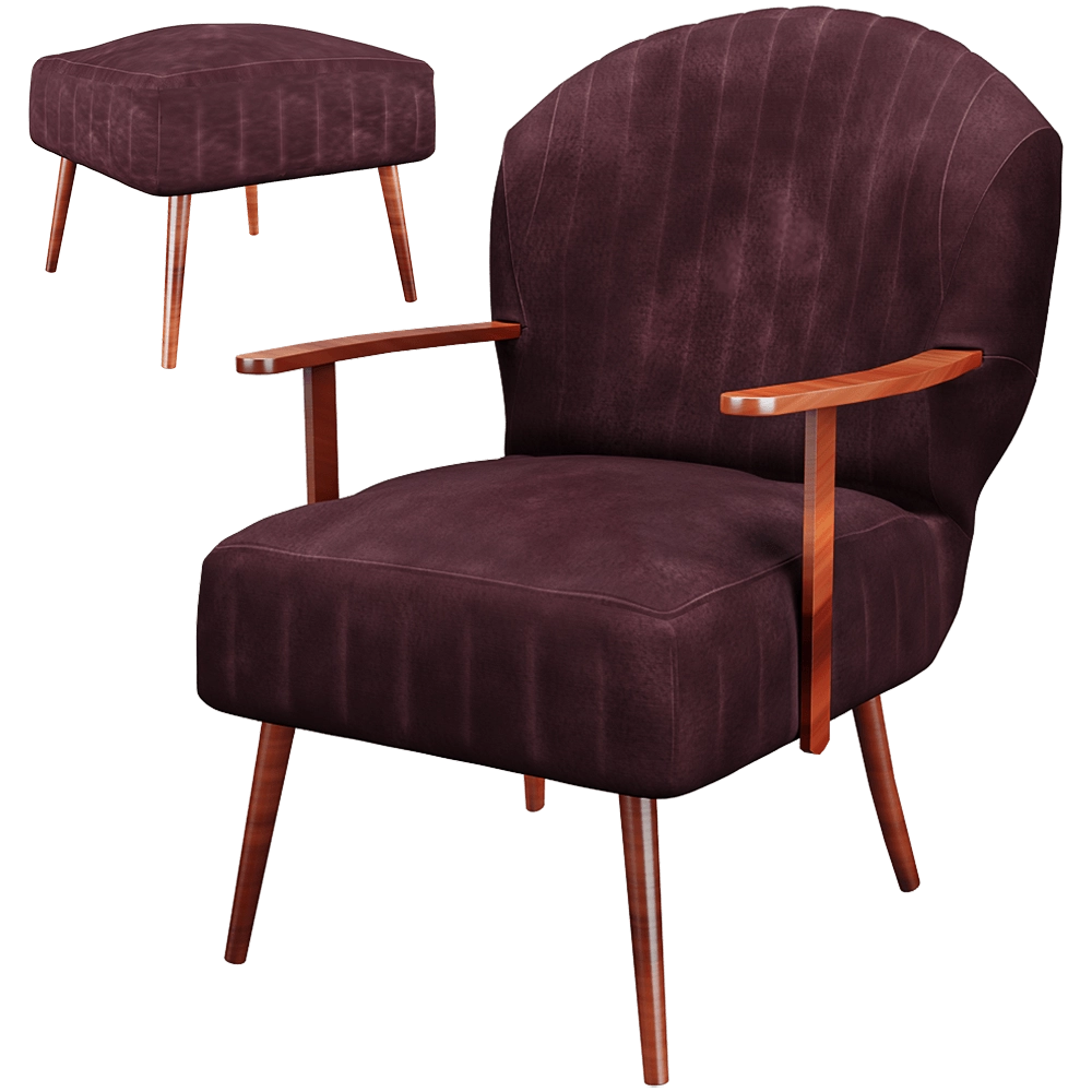 Scandicsofa – Armchair with pouf Vallmor 3D Model Scandicsofa – Armchair with pouf Vallmor 3D Model