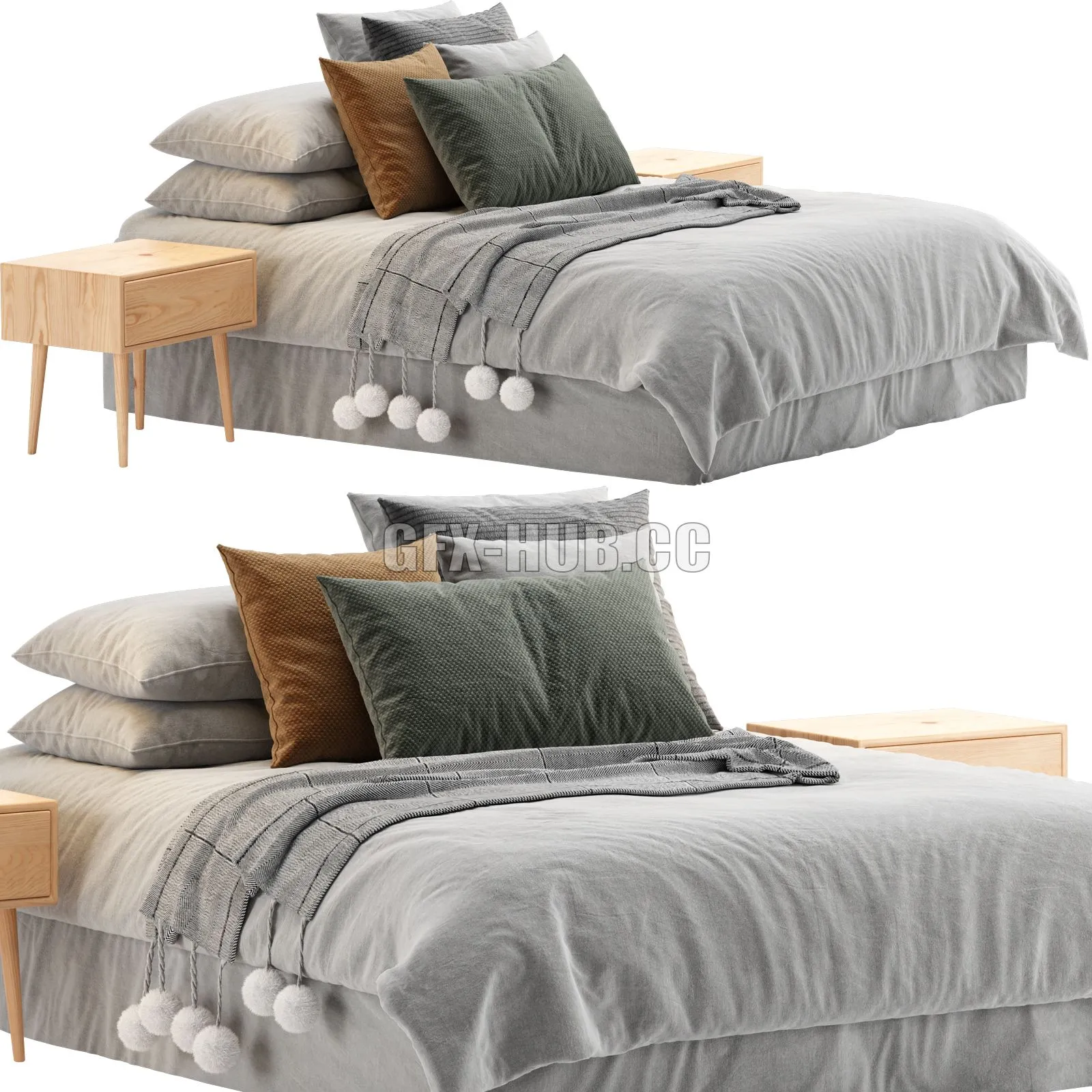 Scandinavian Bed 1 3D Model