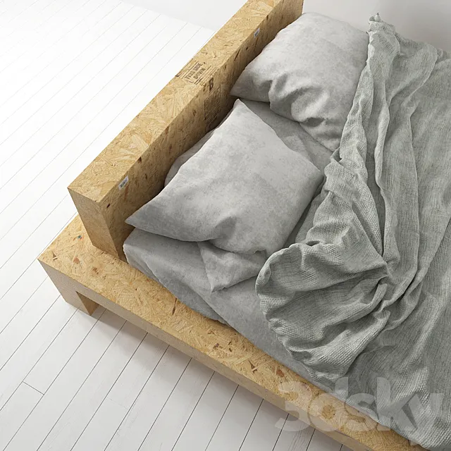 Scandinavian bed 3D Model