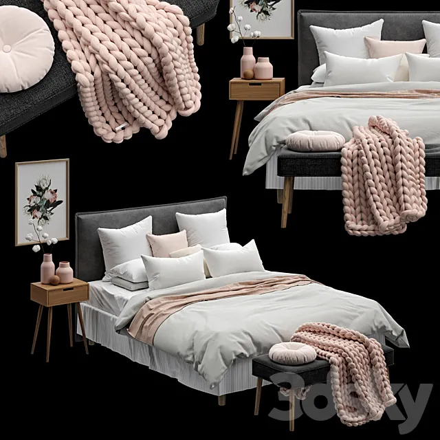 Scandinavian Bedroom Set 01 3DModel Scandinavian Bedroom Set 01 3DModel