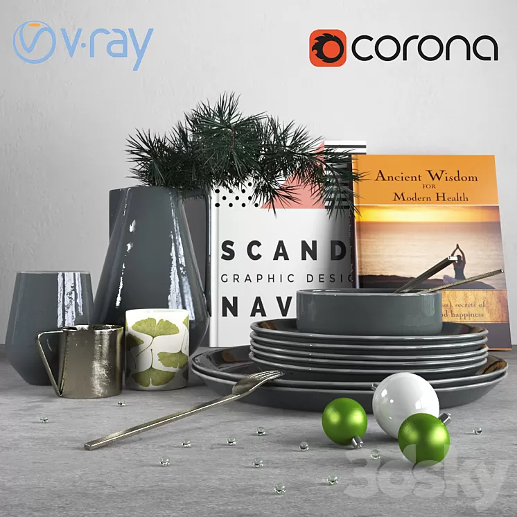 Scandinavian Christmas Decor Set 3D Model