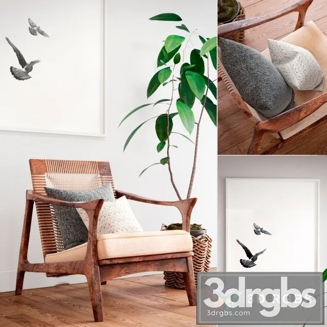 Scandinavian Corner Armchair 3D Model Download